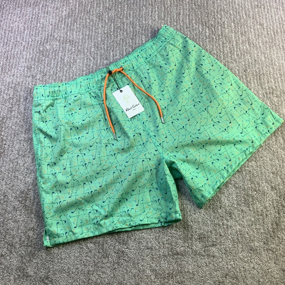 Robert Graham Mens Golf Clubs Swim Trunks Mint Green XL NWT